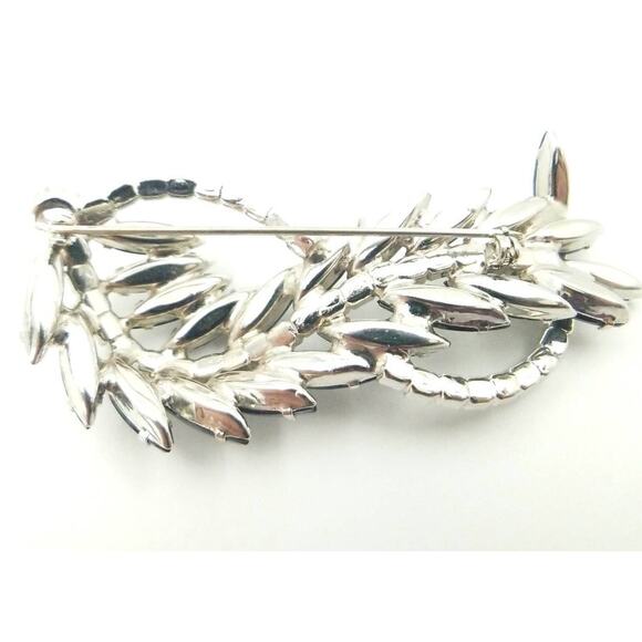 Vintage Rhinestone Clef Shaped Brooch Rare 40s-50s Book Piece - Retro Music Gift - Picture 4 of 8